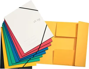 Leitz VON 30082099 A4 Corner Elastic Folder for 150 Sheets, 3 Flaps, Elasticated Folder with Modern VON Print, Lightweight Folder for School and Home, Multicoloured, Pack of 10, 30082099