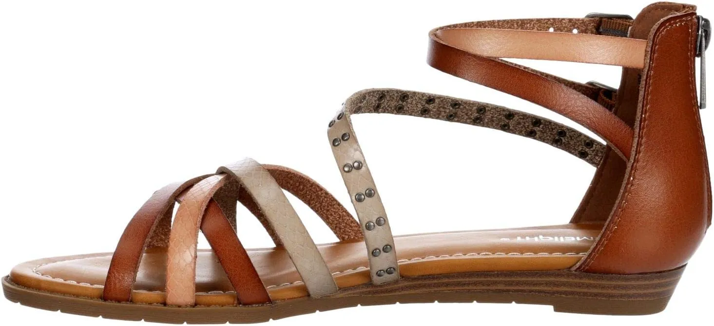 Limelight Vanya - Womens Open Toe Zip Up Gladiator Low Heel Ankle Strap Sandal Flat