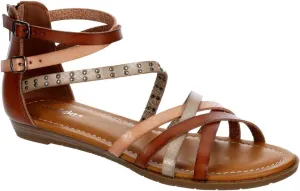 Limelight Vanya - Womens Open Toe Zip Up Gladiator Low Heel Ankle Strap Sandal Flat