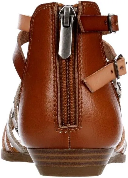 Limelight Vanya - Womens Open Toe Zip Up Gladiator Low Heel Ankle Strap Sandal Flat