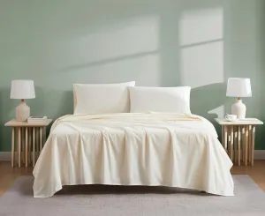 Linen Closet Luxury Cotton 300 Thread Count Organic Cotton 4-Piece Sheet Set, King, Fresh Ivory