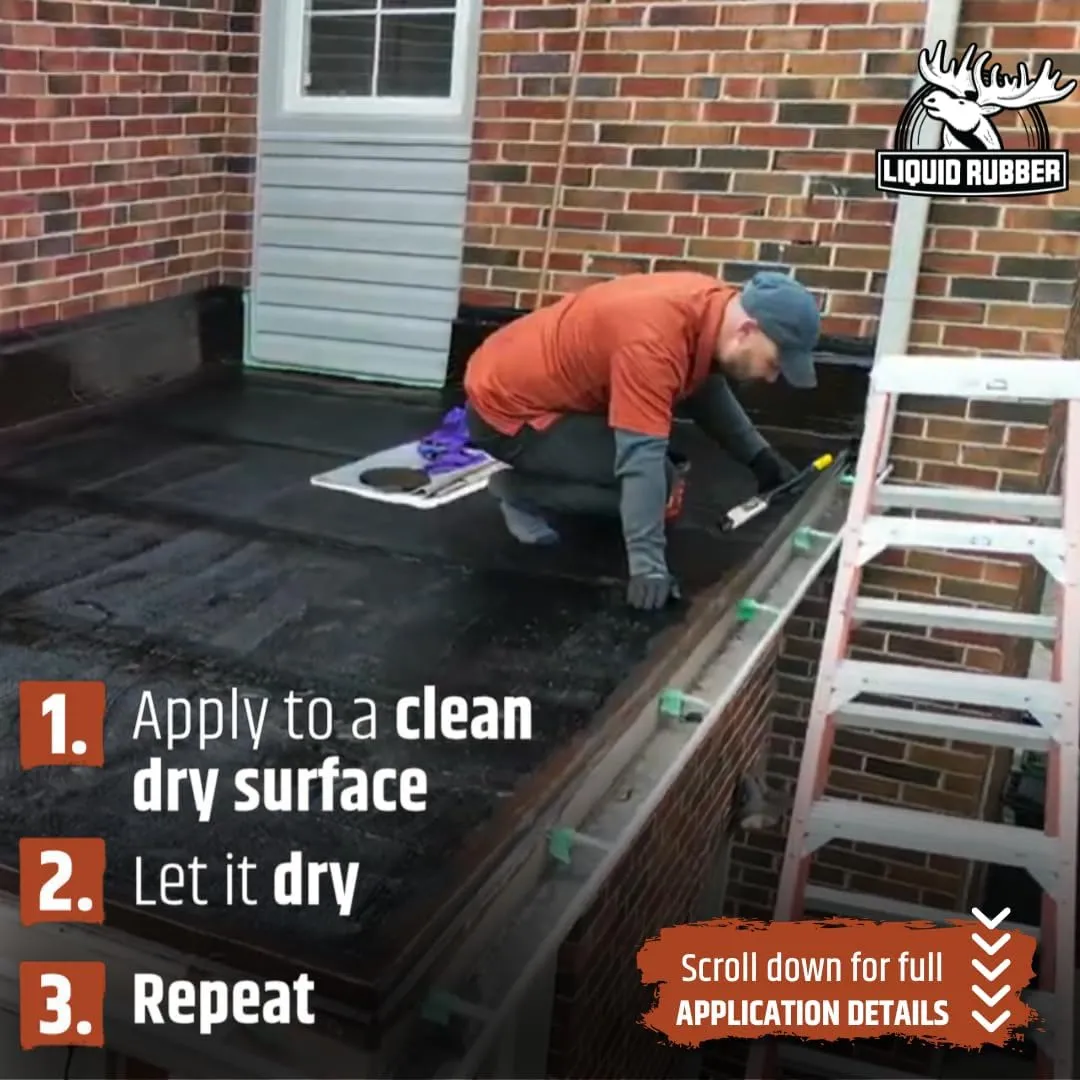 Liquid Rubber Waterproof Sealant - Waterproof Leak Repair Coating, Multi-Surface Rubber Paint, Durable Sealant for Roofs, Kit Includes- 5 Gallon Sealer, Caulk 10.2 oz 4 Pack, Seam Tape 4" x50' Black