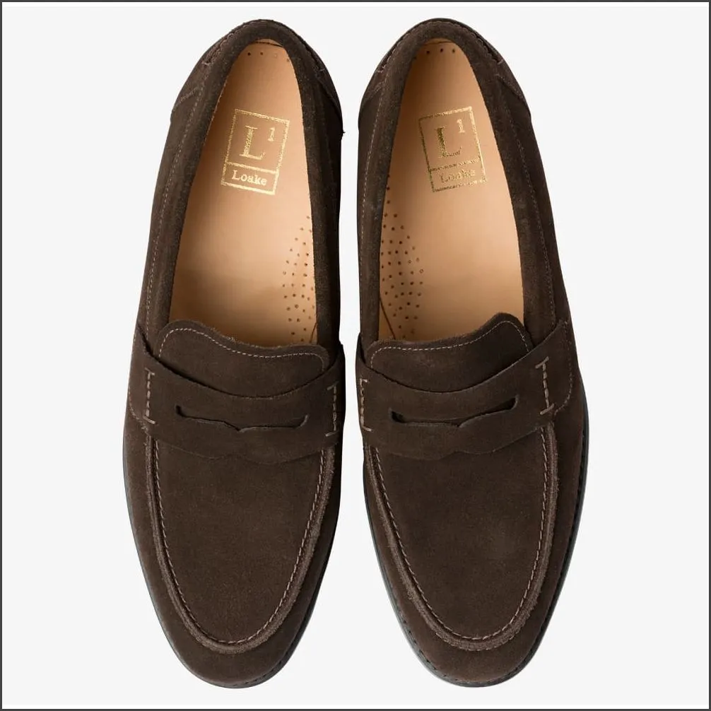 Loake 356 Dark Brown Suede Saddle Loafer@