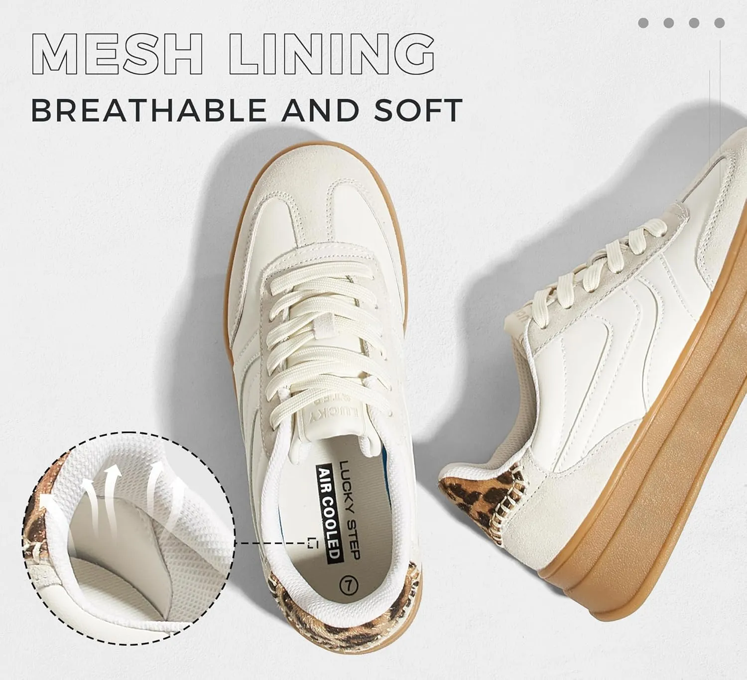LUCKY STEP Platform Sneakers for Women Fashion Retro Thick Rubber Gum Sole Comfortable Tennis Skate Trainer Classic Walking Shoes Casual Streetwear