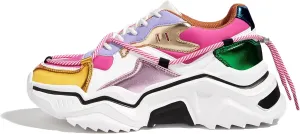 LUCKY STEP Women's Platform Colorful Fashion Sneakers Retro Colorblock Stylish Cute Chunky Dad Walking Shoes