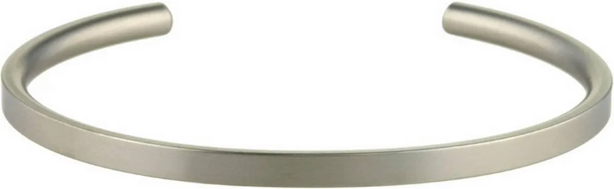 Matte Silver 4mm Wide Court Flat Torc Bangle - 65mm
