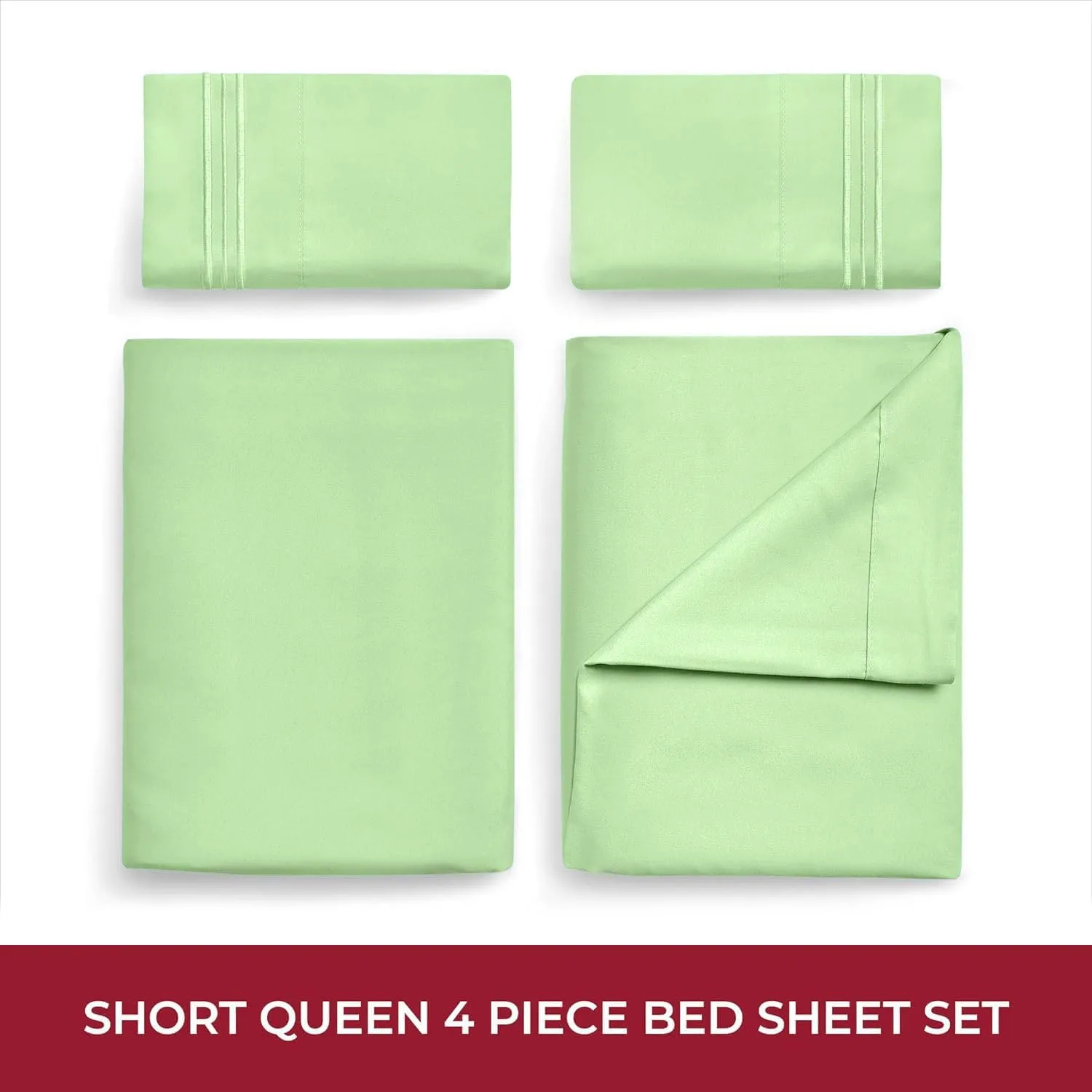Mellanni RV Short Queen Sheets - 4 PC Iconic Collection Bedding - Hotel Luxury, Extra Soft, Cooling Bed Sheets - Deep Pocket up to 10 inch (RV/Short Queen, Pistachio)