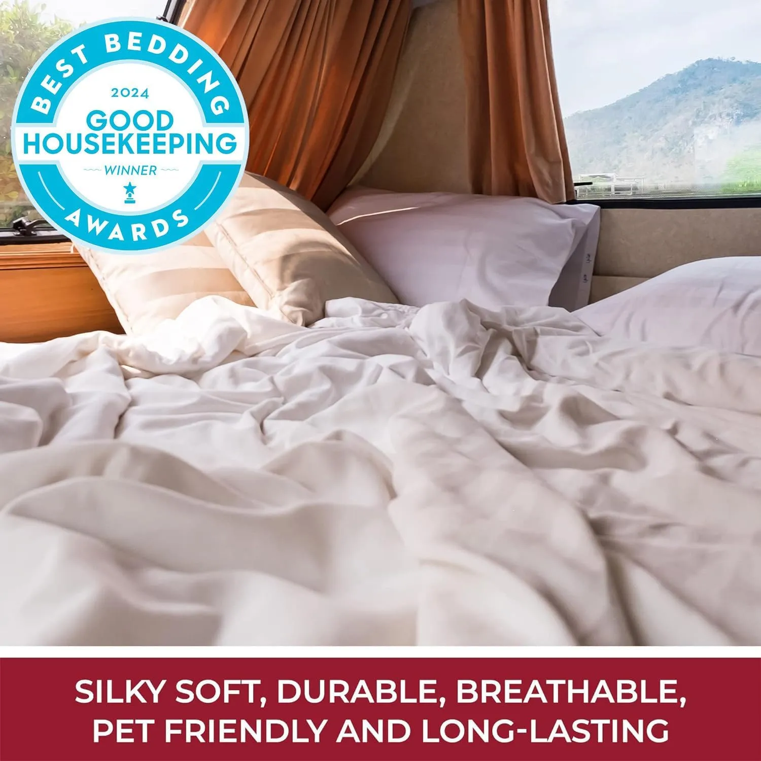 Mellanni RV Short Queen Sheets - 4 PC Iconic Collection Bedding - Hotel Luxury, Extra Soft, Cooling Bed Sheets - Deep Pocket up to 10 inch (RV/Short Queen, Pistachio)