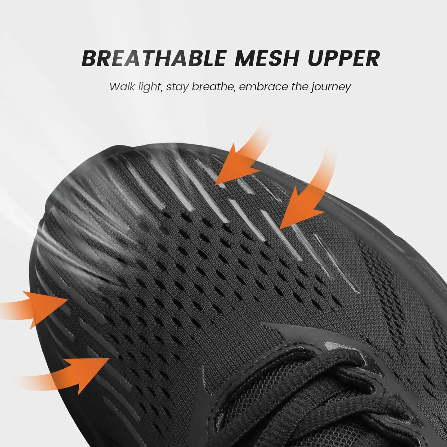 Mens Black Running Sneakers Lightweight Breathable Walking Shoes Non Slip Mesh Sneaker Athletic Cushioning Shoe
