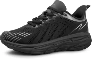 Mens Black Running Sneakers Lightweight Breathable Walking Shoes Non Slip Mesh Sneaker Athletic Cushioning Shoe