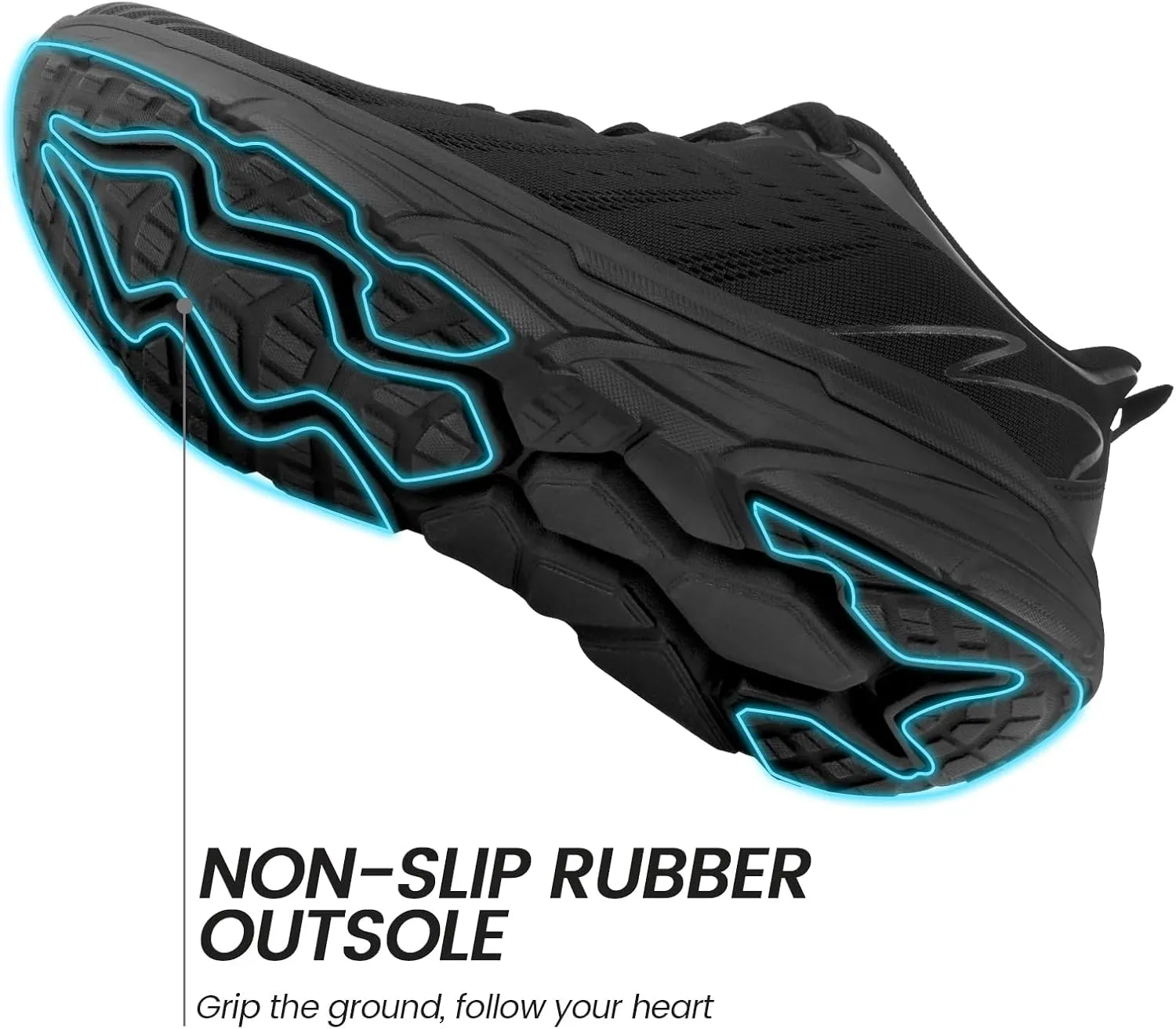 Mens Black Running Sneakers Lightweight Breathable Walking Shoes Non Slip Mesh Sneaker Athletic Cushioning Shoe