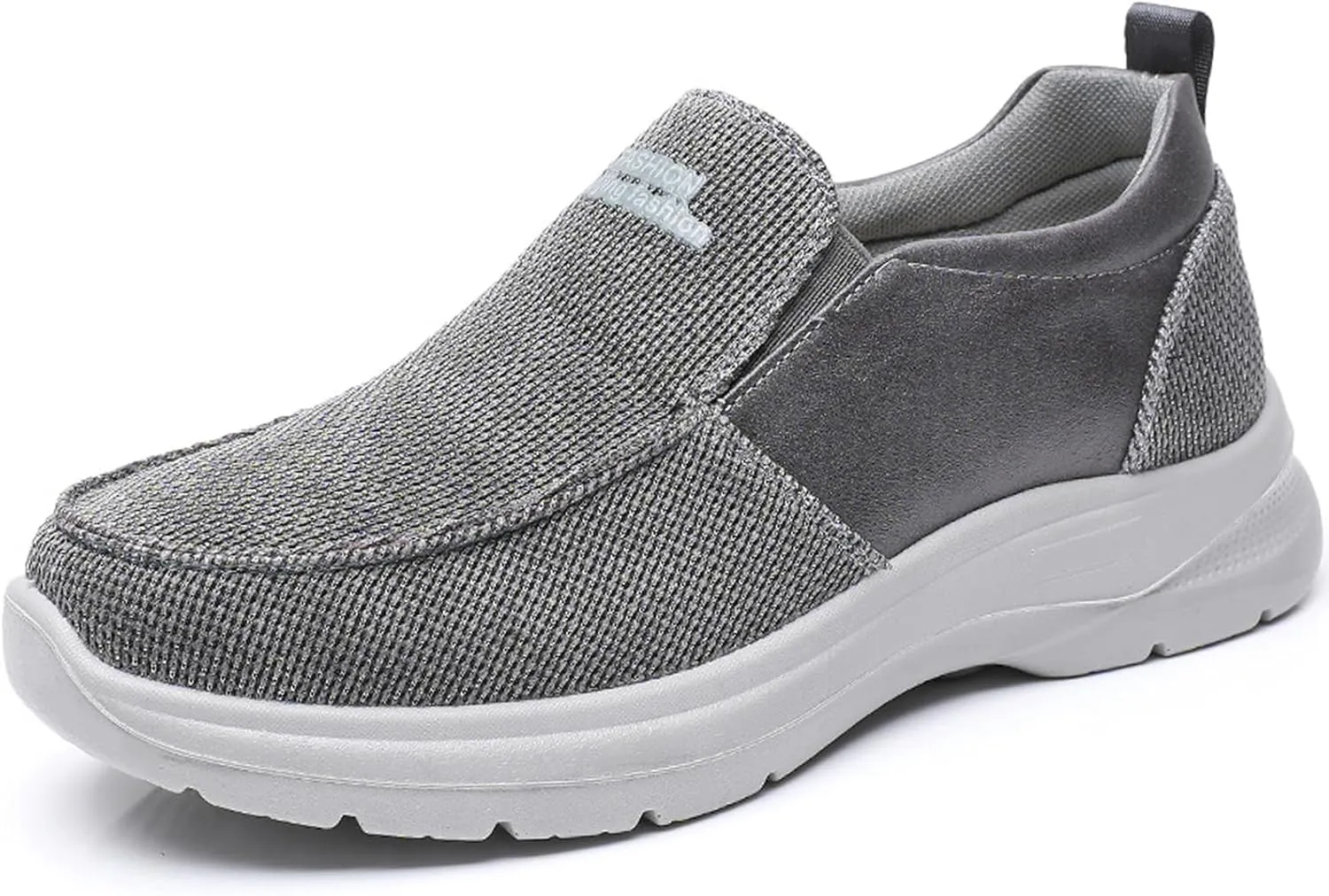 Mens Canvas Arch Support Walking Loafers Casual Lightweight Breathable Soft Sole Slip-on Orthopedic Hiking Sneakers Comfort Non-Slip Outdoor Casual Shoes