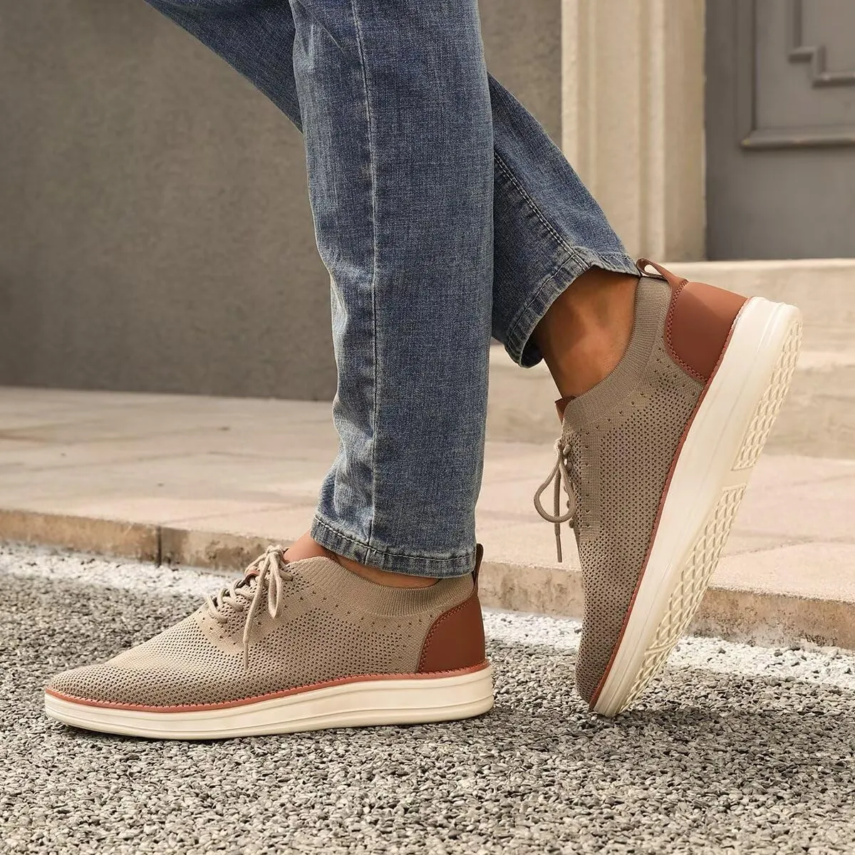 Men's Casual Dress Sneakers Oxfords Business Mesh Breathable Walking Shoes Comfortable