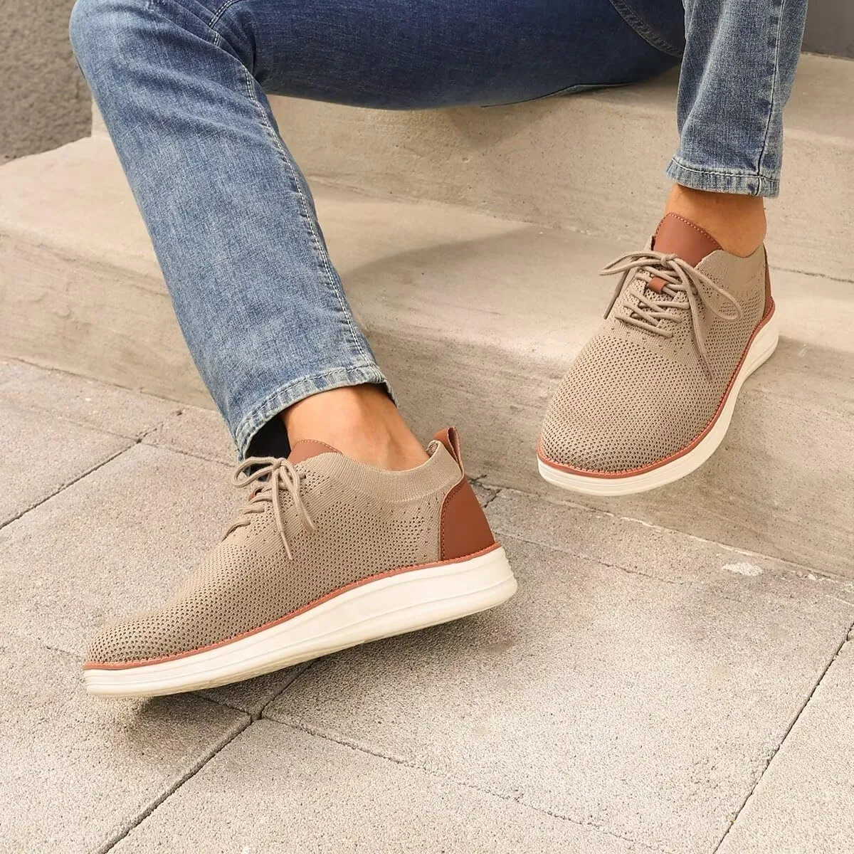 Men's Casual Dress Sneakers Oxfords Business Mesh Breathable Walking Shoes Comfortable