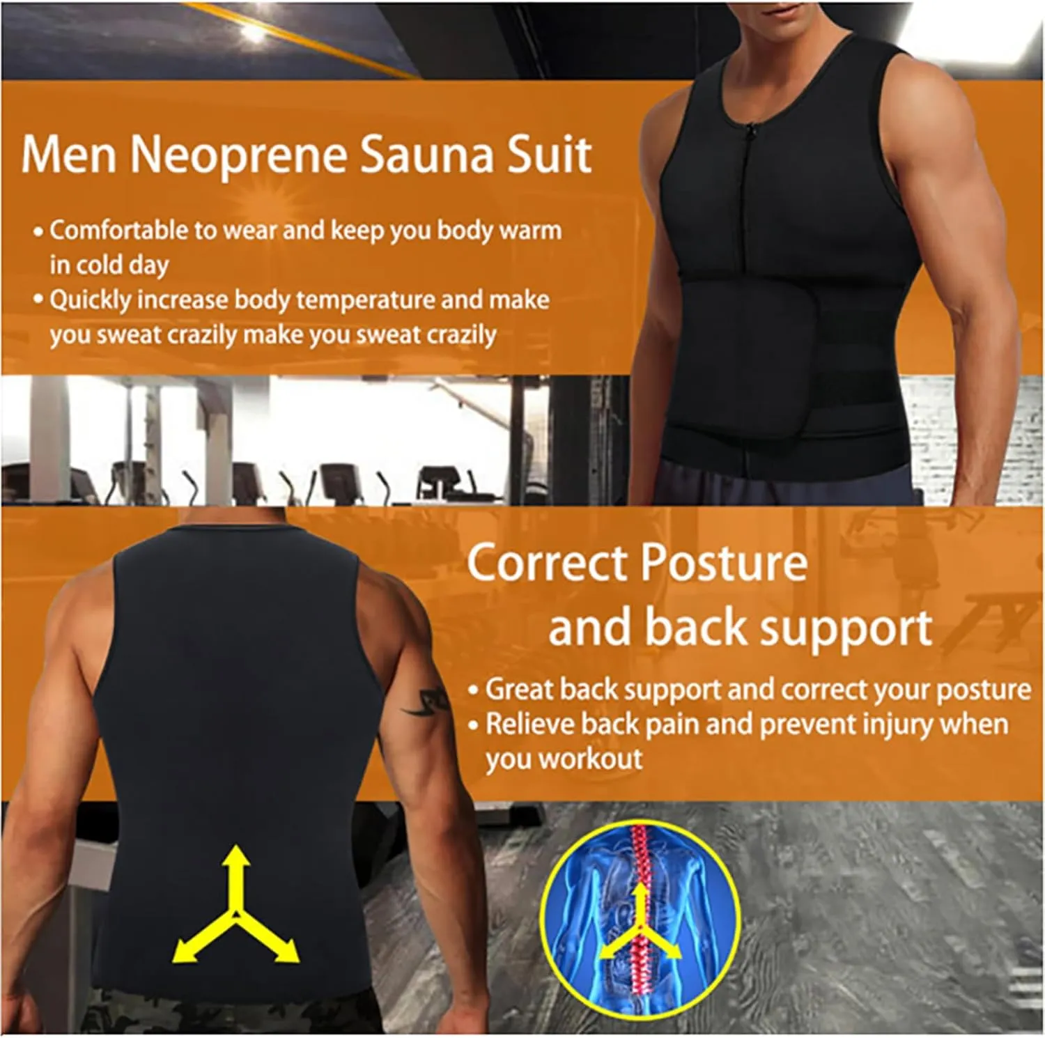 Mens Compression Shirts for Body Slimming Tank Top - Tummy Control Undershirts Workout Shaper Vest Shapewear
