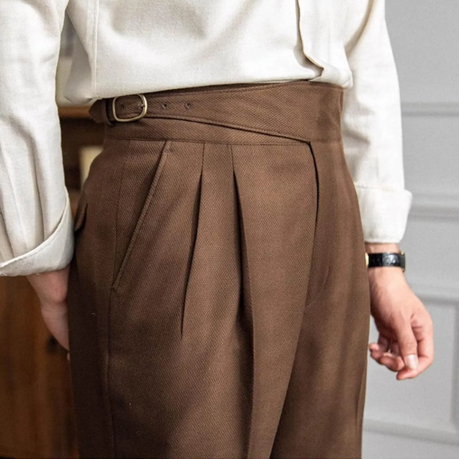 Mens Dress Pants Workday Classic Fit Suit Pants Casual Pleated Front Dress Pants Straight Fit Pants