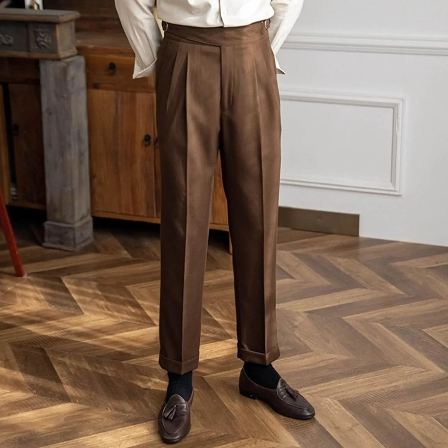 Mens Dress Pants Workday Classic Fit Suit Pants Casual Pleated Front Dress Pants Straight Fit Pants