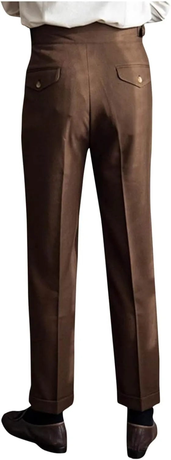 Mens Dress Pants Workday Classic Fit Suit Pants Casual Pleated Front Dress Pants Straight Fit Pants