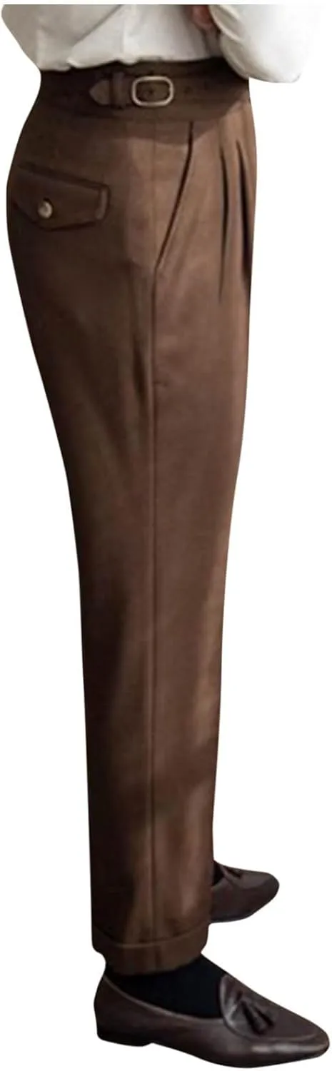 Mens Dress Pants Workday Classic Fit Suit Pants Casual Pleated Front Dress Pants Straight Fit Pants