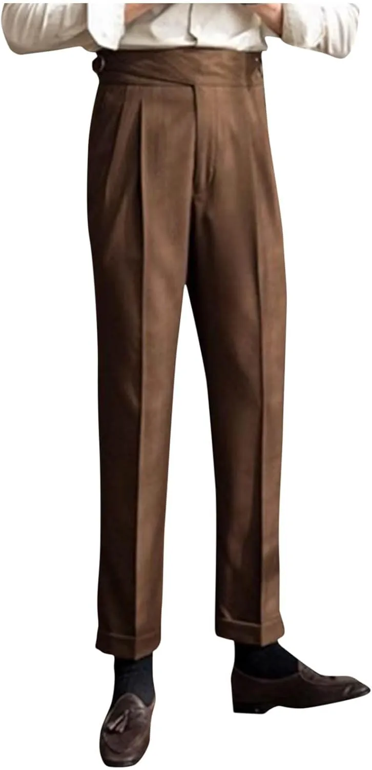 Mens Dress Pants Workday Classic Fit Suit Pants Casual Pleated Front Dress Pants Straight Fit Pants