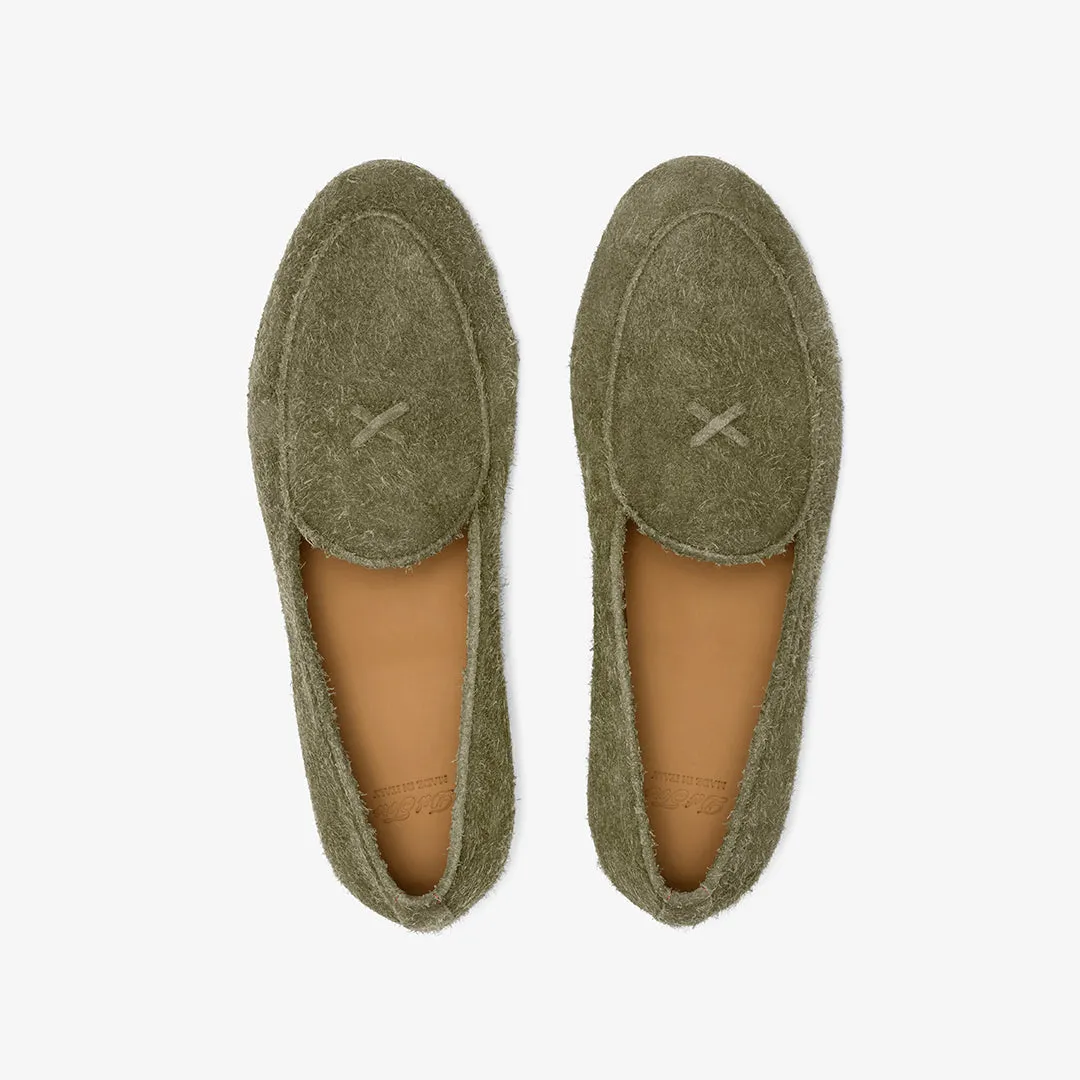 Men's Olive Textured Suede Milano Loafer From Del Toro Shoes
