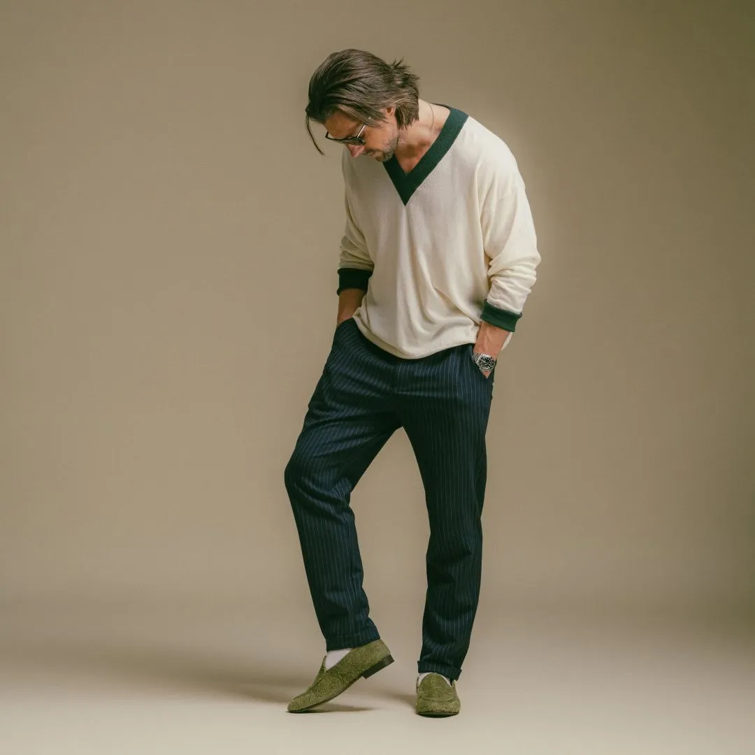 Men's Olive Textured Suede Milano Loafer From Del Toro Shoes