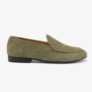 Men's Olive Textured Suede Milano Loafer From Del Toro Shoes