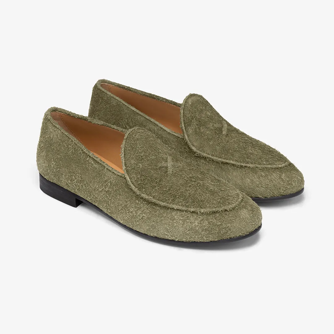 Men's Olive Textured Suede Milano Loafer From Del Toro Shoes