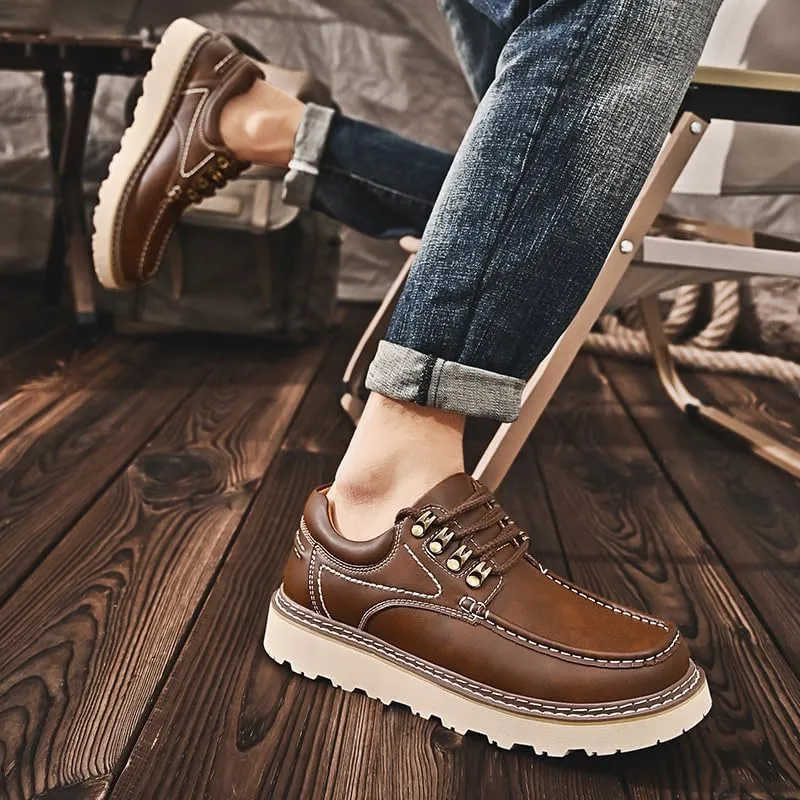 Men's Premium Cowhide Walking Shoes, Oxfords Shoes, Business Casual Shoes, Casual Sneakers, Fashion Workwear Style, Hand Sewn, Cotton Gauze Breathable Lining