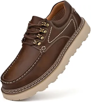 Men's Premium Cowhide Walking Shoes, Oxfords Shoes, Business Casual Shoes, Casual Sneakers, Fashion Workwear Style, Hand Sewn, Cotton Gauze Breathable Lining