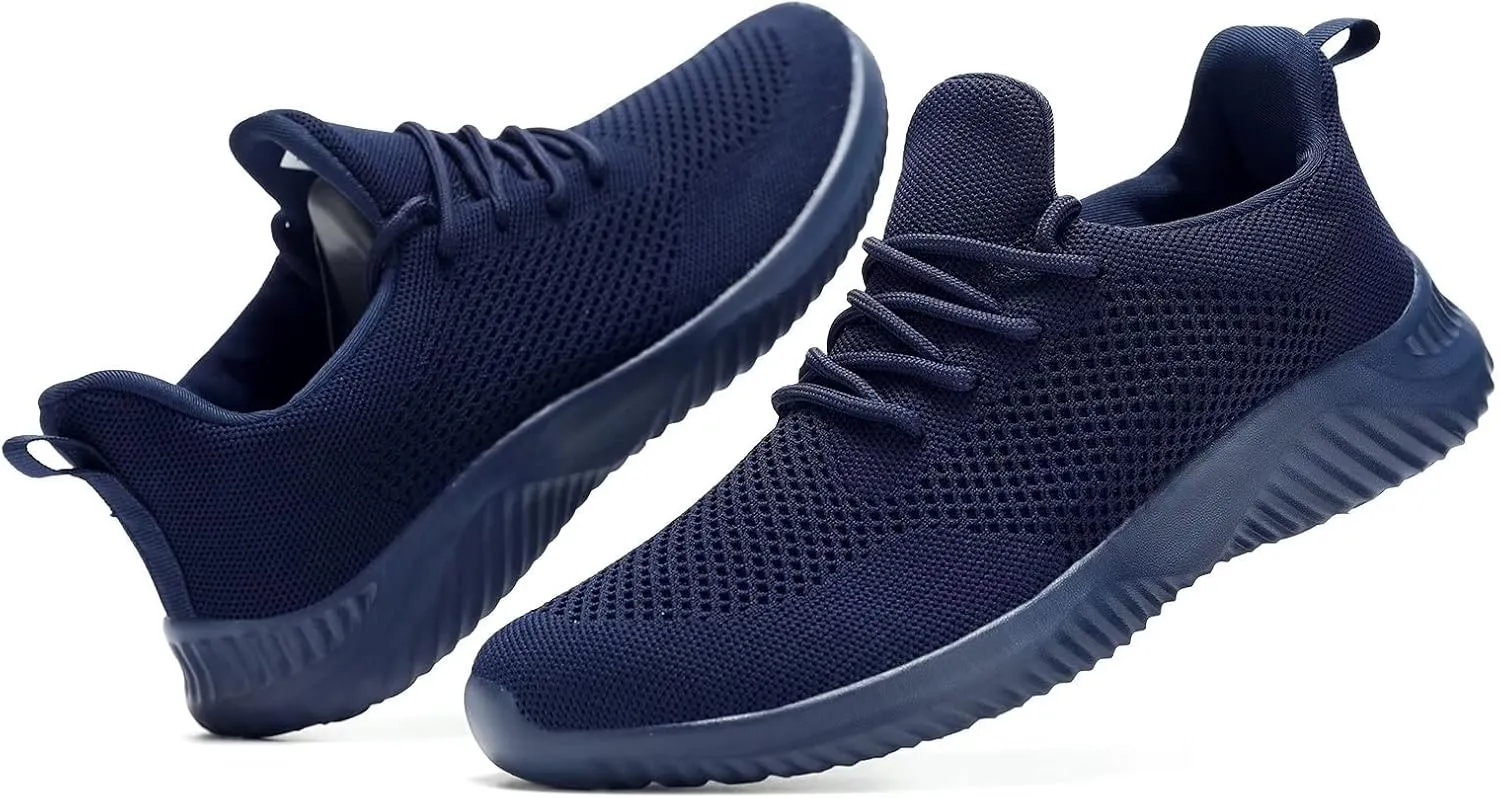 Mens Slip-on Tennis Shoes Walking Running Sneakers Lightweight Breathable Casual Soft Sole Mesh Work Gym Trainers
