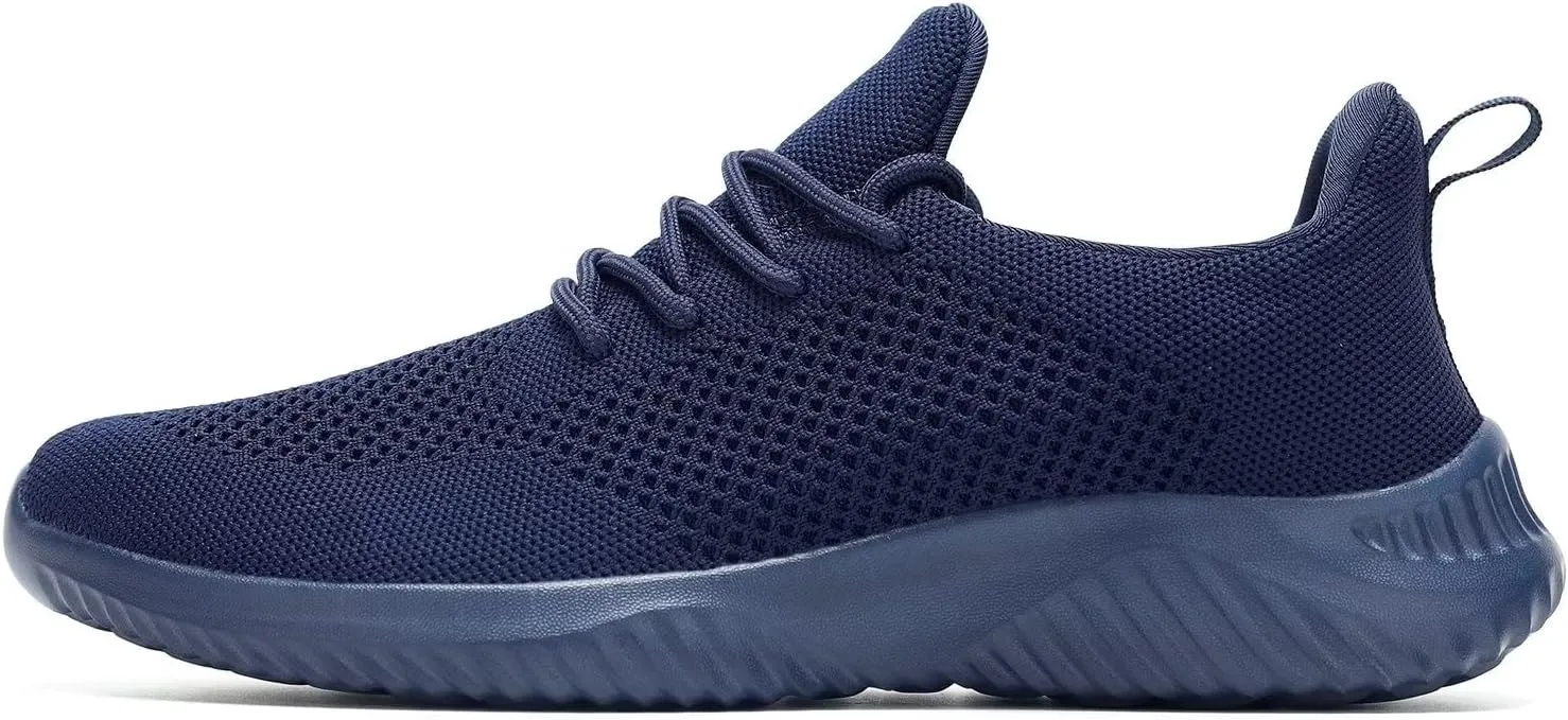 Mens Slip-on Tennis Shoes Walking Running Sneakers Lightweight Breathable Casual Soft Sole Mesh Work Gym Trainers