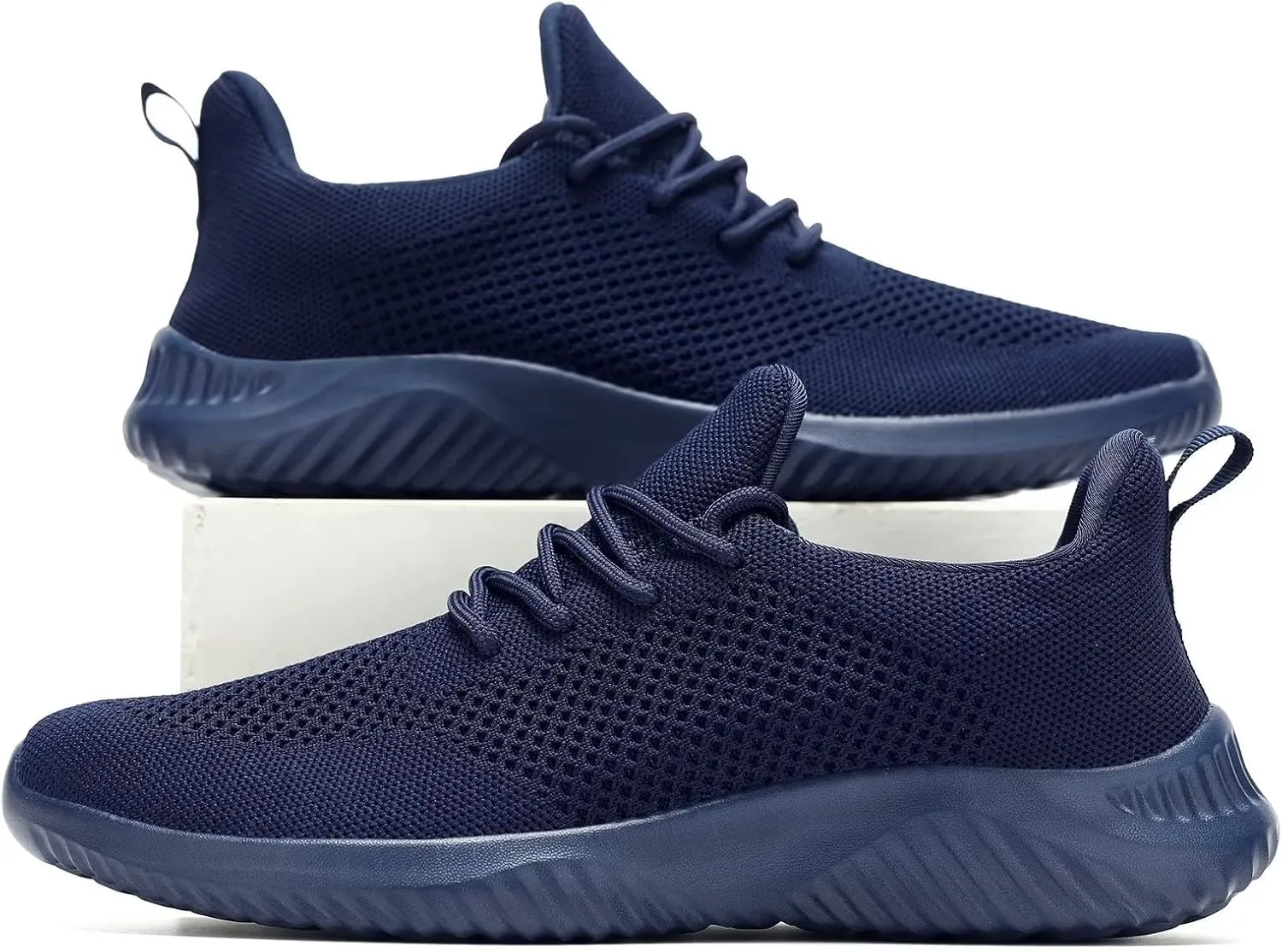 Mens Slip-on Tennis Shoes Walking Running Sneakers Lightweight Breathable Casual Soft Sole Mesh Work Gym Trainers