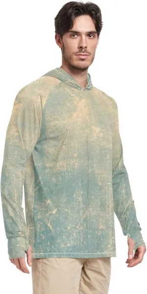 Mens Sun Protection Hoodie Long Sleeve Mens Sun Shirts UPF 50  Rashguard for Men Sun Proof Shirts Grunge Texture