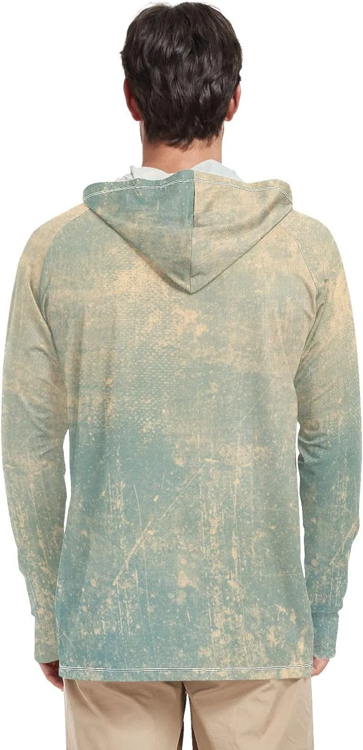 Mens Sun Protection Hoodie Long Sleeve Mens Sun Shirts UPF 50  Rashguard for Men Sun Proof Shirts Grunge Texture
