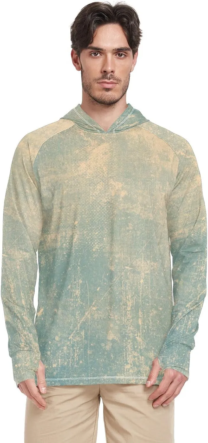 Mens Sun Protection Hoodie Long Sleeve Mens Sun Shirts UPF 50  Rashguard for Men Sun Proof Shirts Grunge Texture