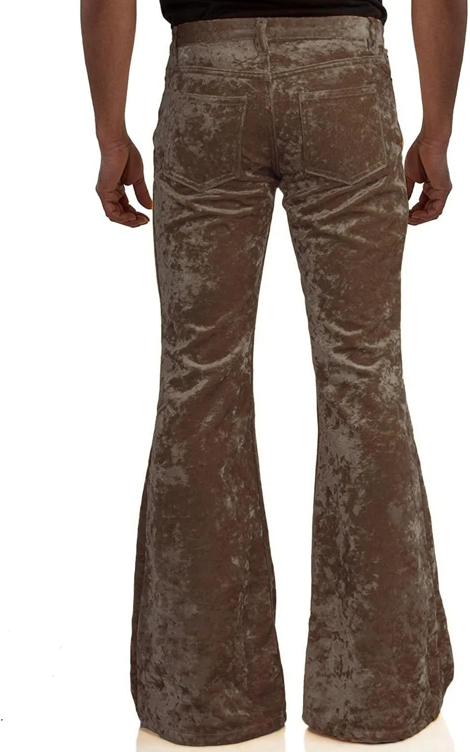 Men's Velvet Relaxed Vintage 60s 70s Bell Bottom Stretch Fit Classic Comfort Flared Flares Retro Leg Disco Pants