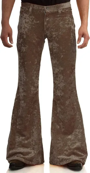 Men's Velvet Relaxed Vintage 60s 70s Bell Bottom Stretch Fit Classic Comfort Flared Flares Retro Leg Disco Pants