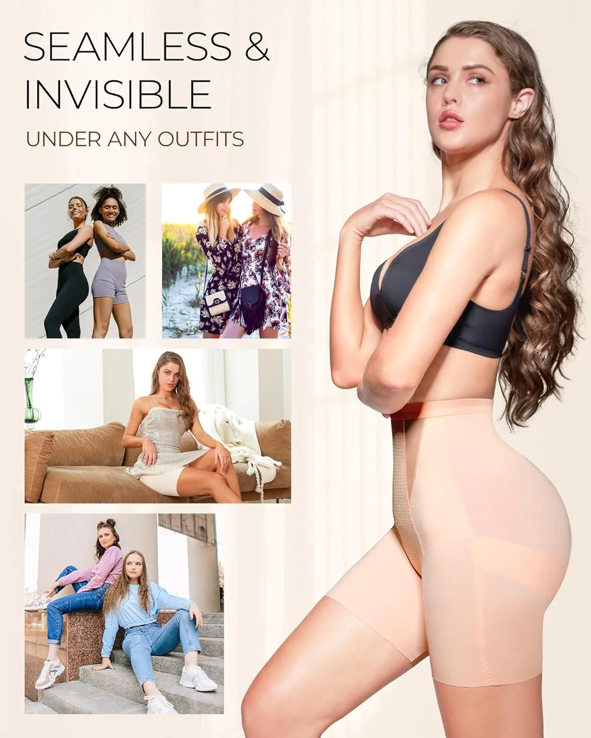 Mid-High Waist Shapewear Shorts Tummy Control Shorts Seamless Compression No Show Waist Trainer Thigh Slimmer