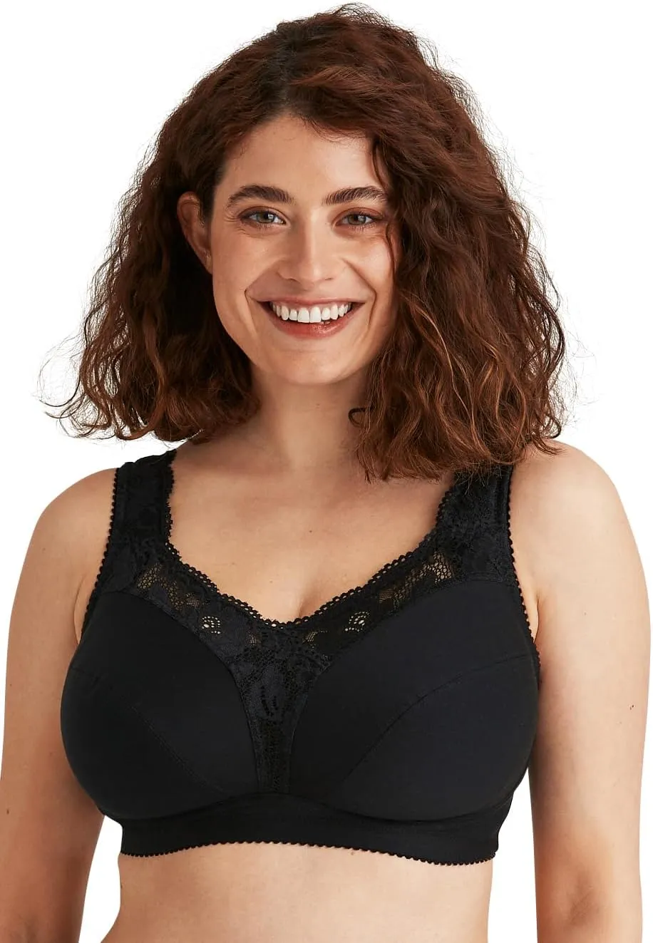 Miss Mary of Sweden Sense Cotton Comfort Bra with Decorative Lace, Non-Wired Full Cup Design