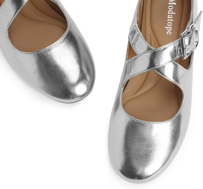 Modatope Womens Flats Shoes Ballet Flats Closed Round Toe Mary Jane Shoes for Women -Lightweight/Soft