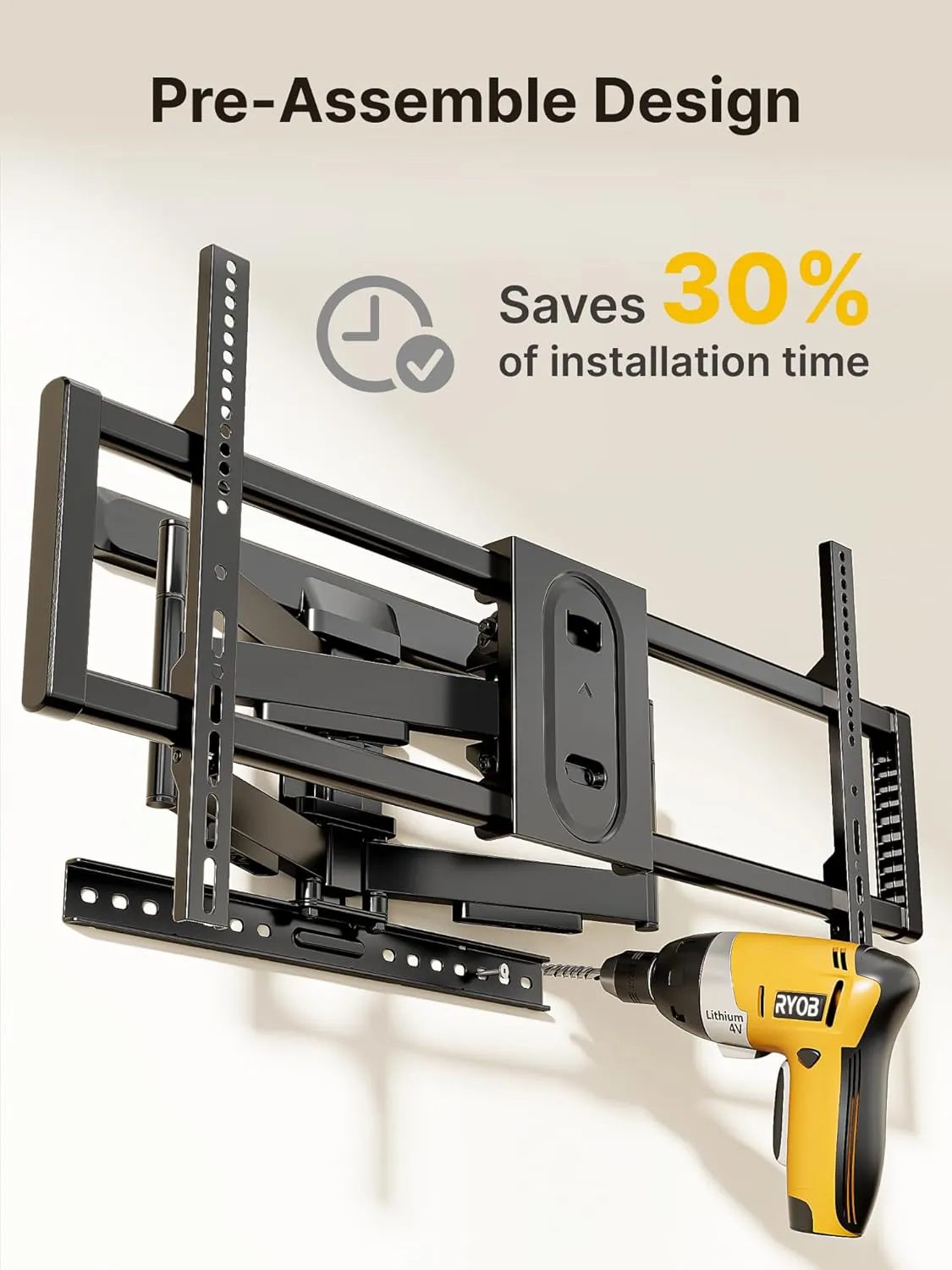 monTEK Full Motion TV Wall Mount for 43–95 Inch TVs, Pre-Assembled TV Mount with Tool-Free Tilt, Swivel, Extension, Max VESA 800 x 400mm and 132 lbs, 16″/18″ Wood Studs