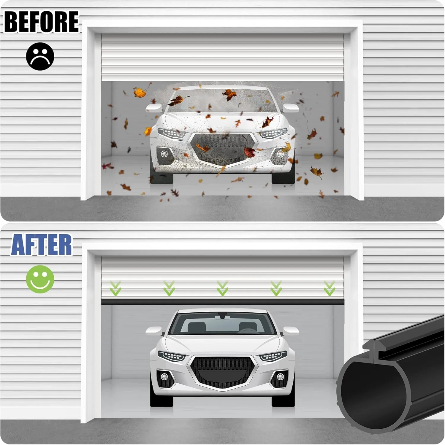 MYFAMIREA 10.5FT Garage Door Seals Bottom Rubber for Clopay Weather Stripping EPDM Weatherproofing Garage Door Bottom Seal Strip Replacement Kit for Single Slot, Flexible and Easy to Install, Black