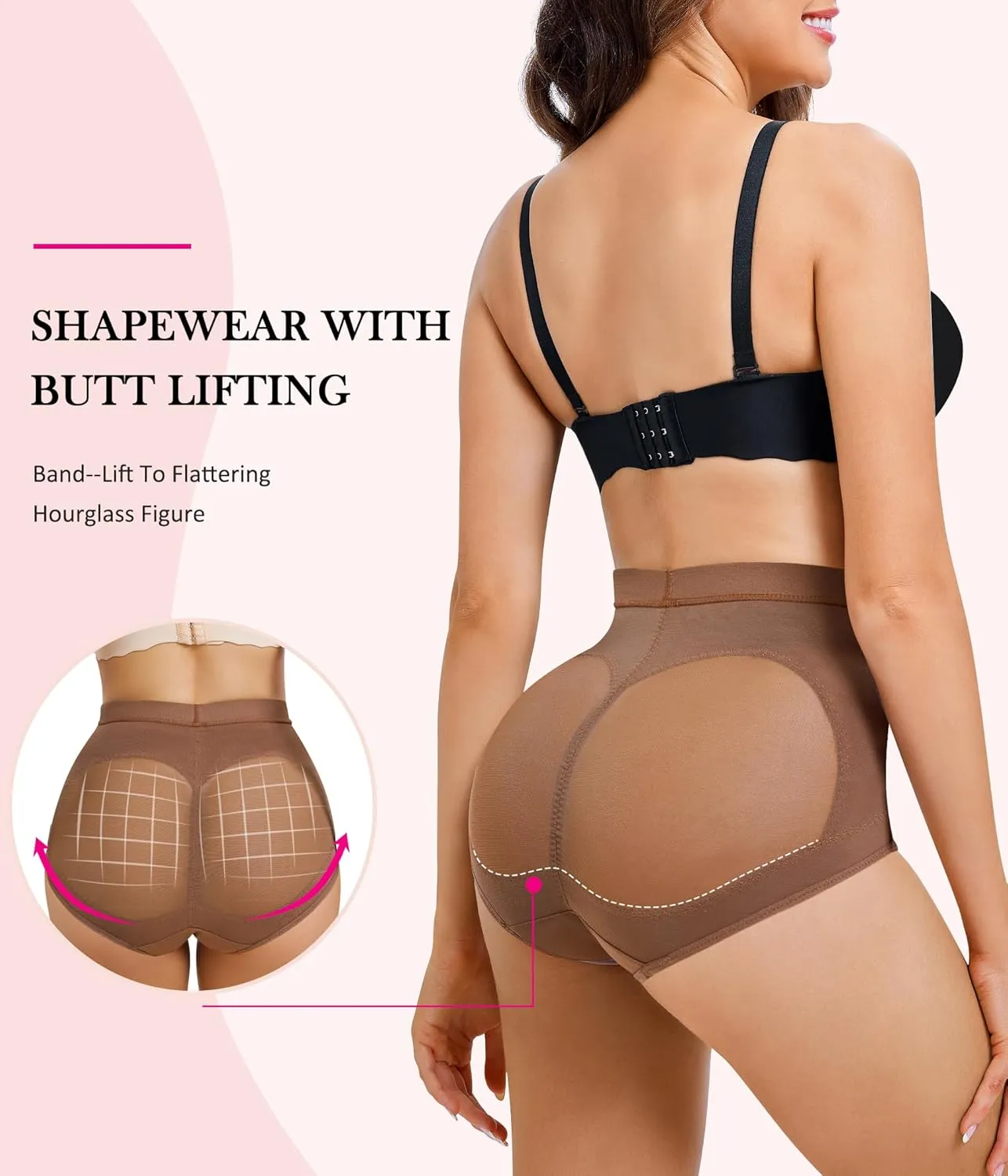 Nebility 2 Piece Tummy Control Shapewear Butt Lifting Underwear for Women Lower Belly Waist Trainer Seamless Faja Body Shaper