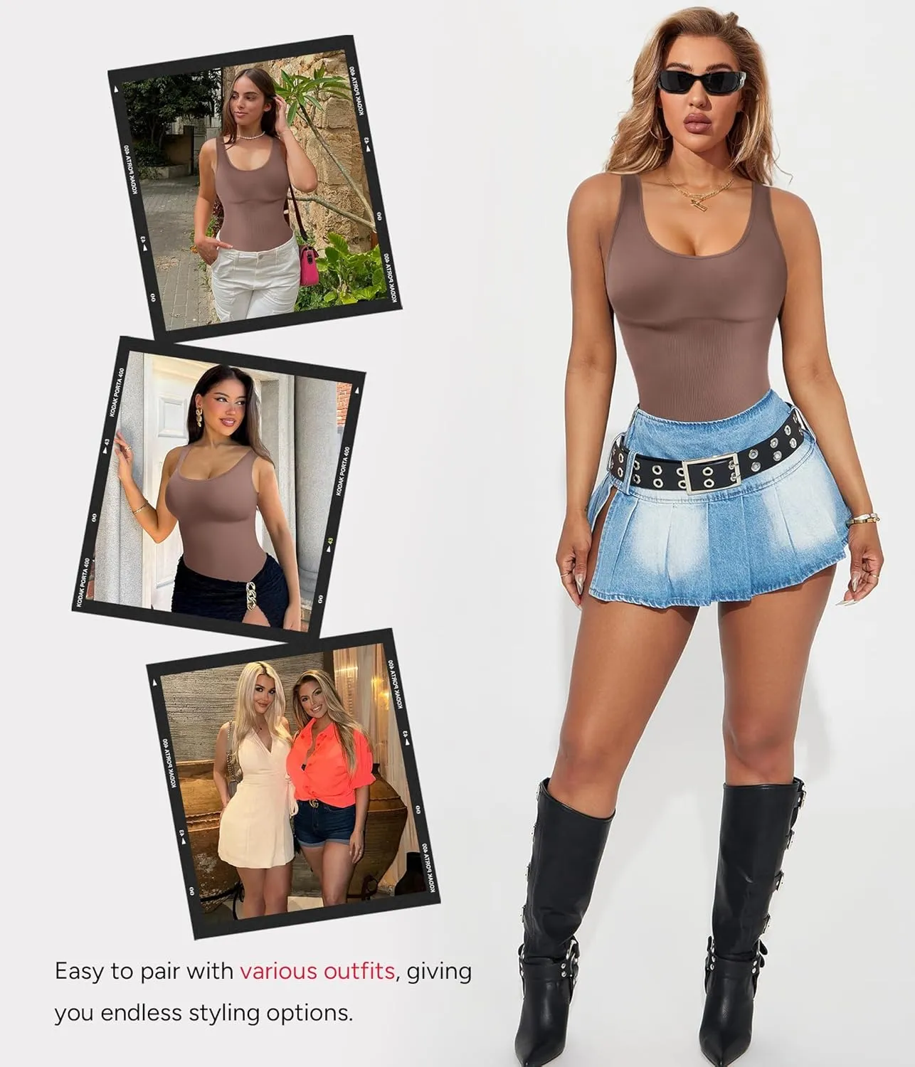 Nebility Bodysuit Shapewear for Women Tummy Control Body Shaper Faja Waist Trainer Seamless Body Suit Going Out Tops