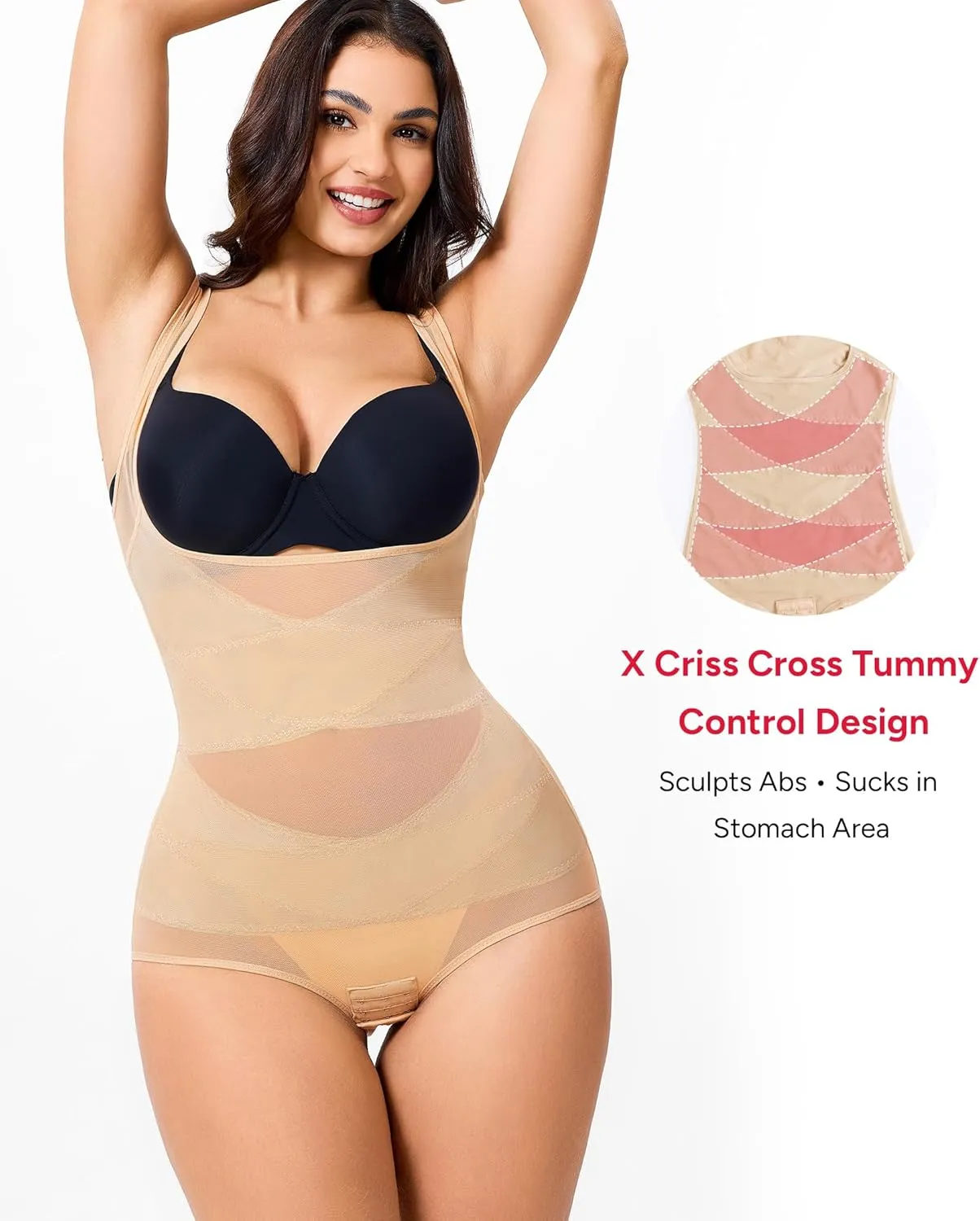 Nebility Shapewear for Women Tummy Control Bodysuit Faja Body Shaper Waist Trainer Snatched Corset Body Suit