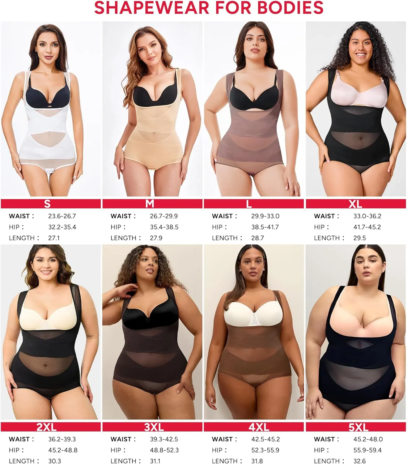 Nebility Shapewear for Women Tummy Control Bodysuit Faja Body Shaper Waist Trainer Snatched Corset Body Suit