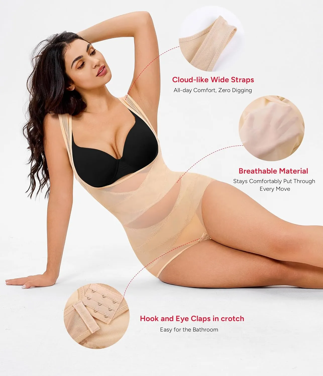 Nebility Shapewear for Women Tummy Control Bodysuit Faja Body Shaper Waist Trainer Snatched Corset Body Suit