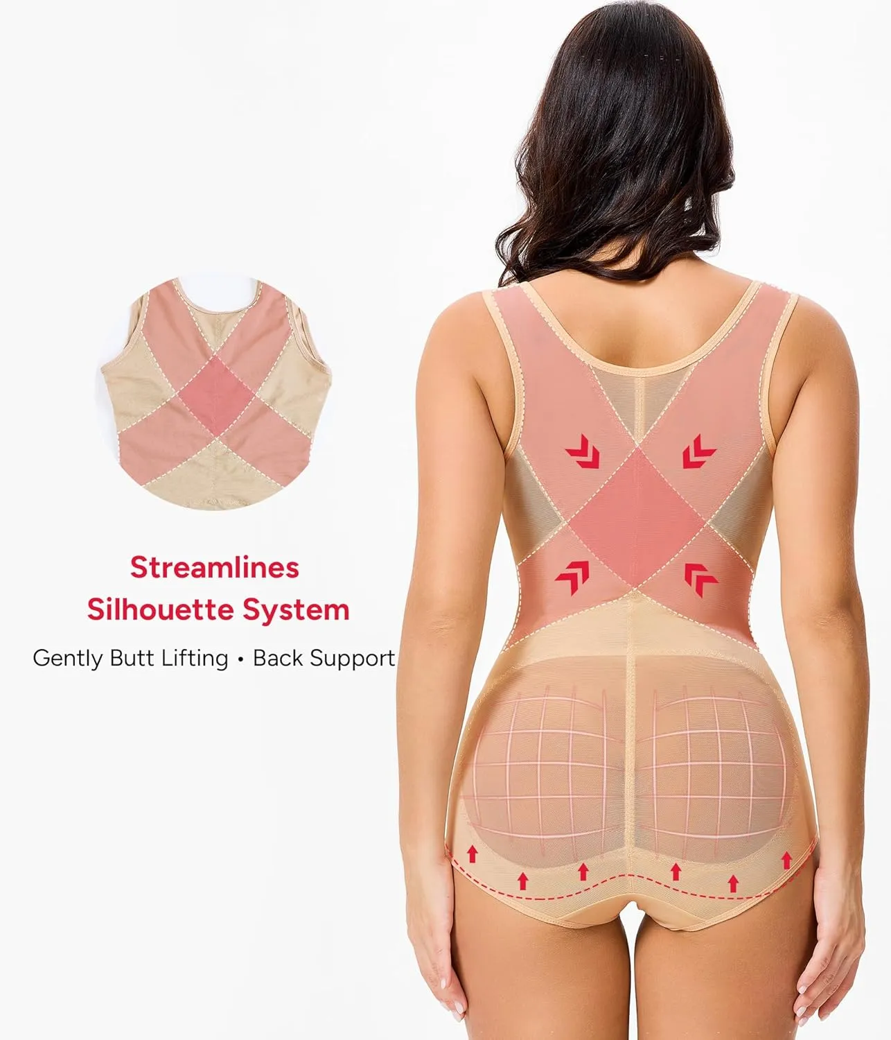 Nebility Shapewear for Women Tummy Control Bodysuit Faja Body Shaper Waist Trainer Snatched Corset Body Suit