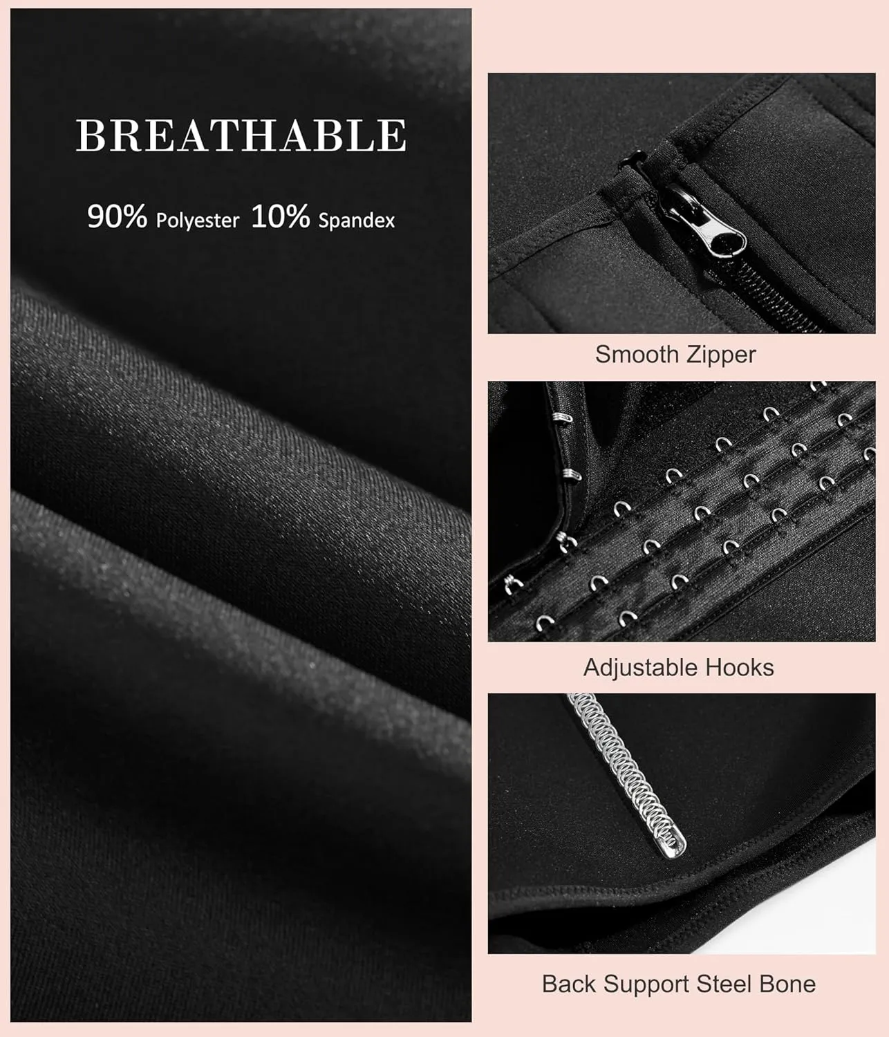 Nebility Waist Trainer for Women Corset Shapewear with Zipper Women's Waist Cincher Tank Top with Adjustable Straps